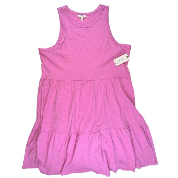 Terra & Sky Dress 0X Pink Tiered Ruffle Hem Cottagecore Trapeze Knit Sundress - Picture 11 of 12